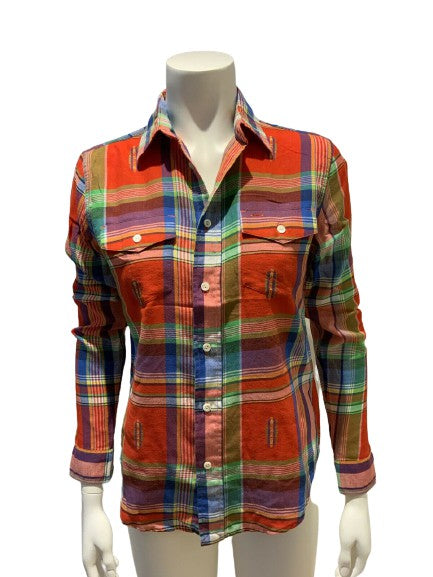 RALPH LAUREN Plaid Cotton Linen Shirt Size US 4 UK 8 S small ladies