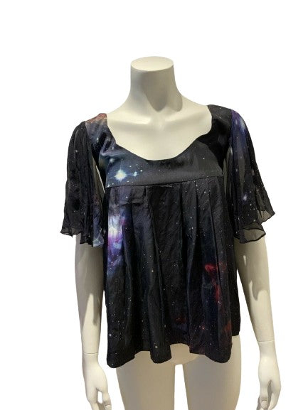 Tina Kalivas Women's Silk Universe Blouse Top Size 8 S small ladies