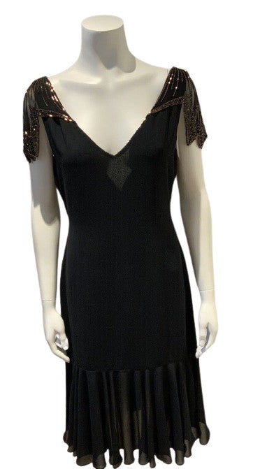 80s little black dress Vintage 80s LBD Little Black Dress Garfinckel’s Embellished Dress Size M medium ladies