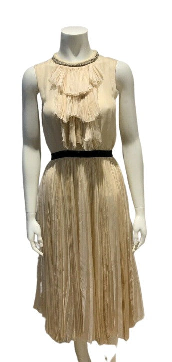 JILL STUART Ivory Pleated Silk Evening Dress Size US 2 UK 4 XS Most Be Afashionistastore JILL STUART Ivory Pleated Silk Evening Dress Size US 2 UK 4 XS Most Be Afashionistastore