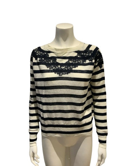 Vanessa Bruno linen blend knit long sleeve striped sweater jumper Size S Small ladies