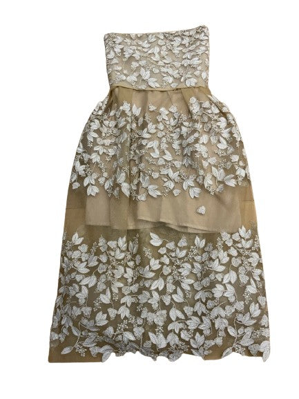 Razan Alazzouni Threads Embellishment Runaway Strapless Dress F 32 US 0 UK 4 ladies