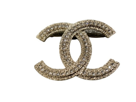 Chanel 2023 Latest Collection Crystals CC Large Brooch Light Gold ladies
