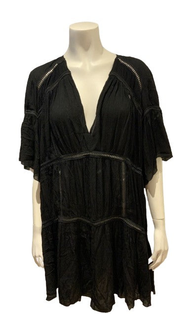 iro black mini dress IRO Lahina dress Black Gathered Mini Dress Size F 40 UK 12 US 8 L larg –  Afashionistastore