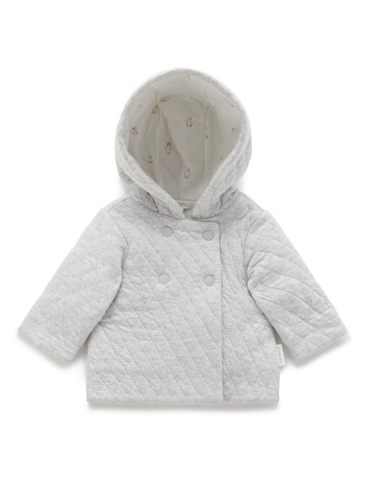 purebaby knit wool & cotton jacket - pale grey melange 0-3 month children