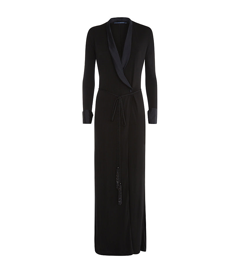 Ralph Lauren Black Wrap Jewelled Carlita Tuxedo Dress Size S small lad   Afashionistastore