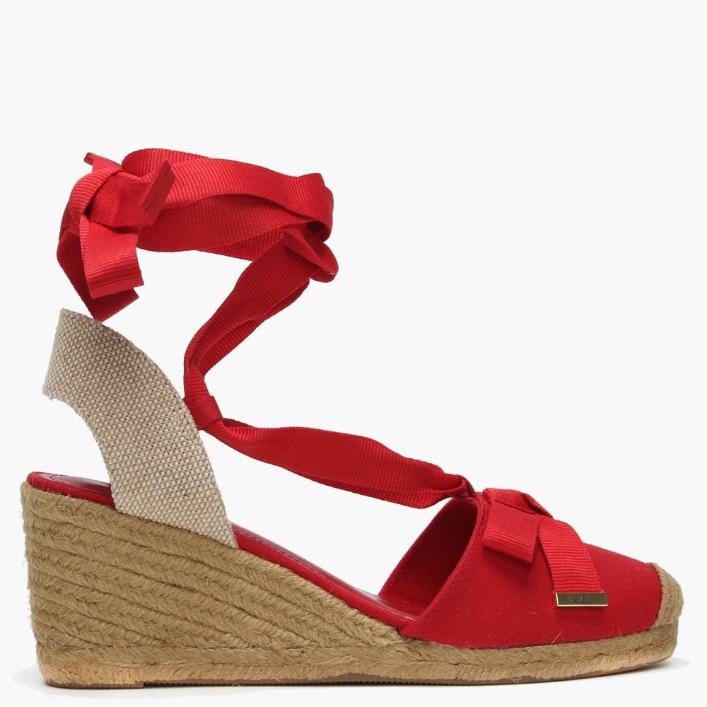 Ralph Lauren LAUREN Hollie Red Canvas Wedge Espadrilles Size 9.5 UK 6.5 39.5 ladies