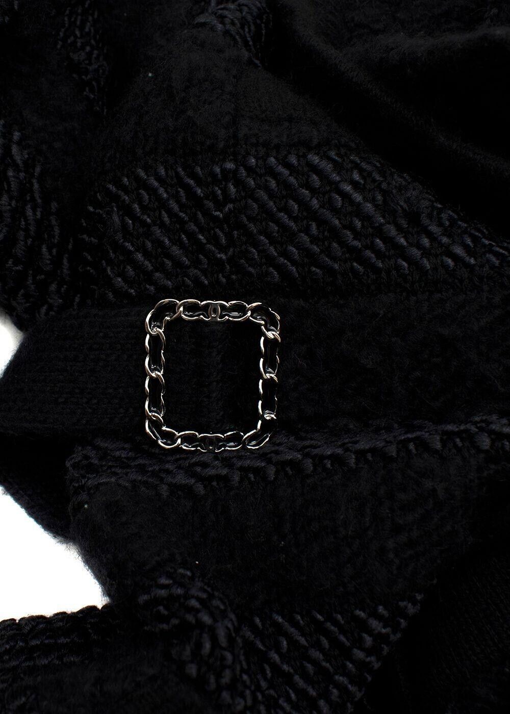 CHANEL 2020 black knitted alpaca wool long coat jacket F 36 UK 8 US 4 S small ladies