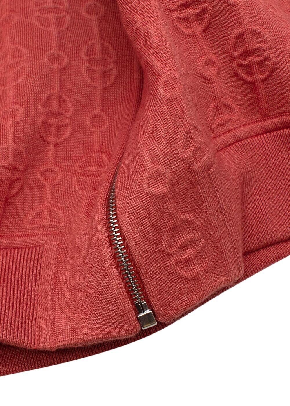 HERMES HERMÈS Rose Boise Torsades Cliquetis Unies Zip Cashmere Silk Jacket F 44 ladies