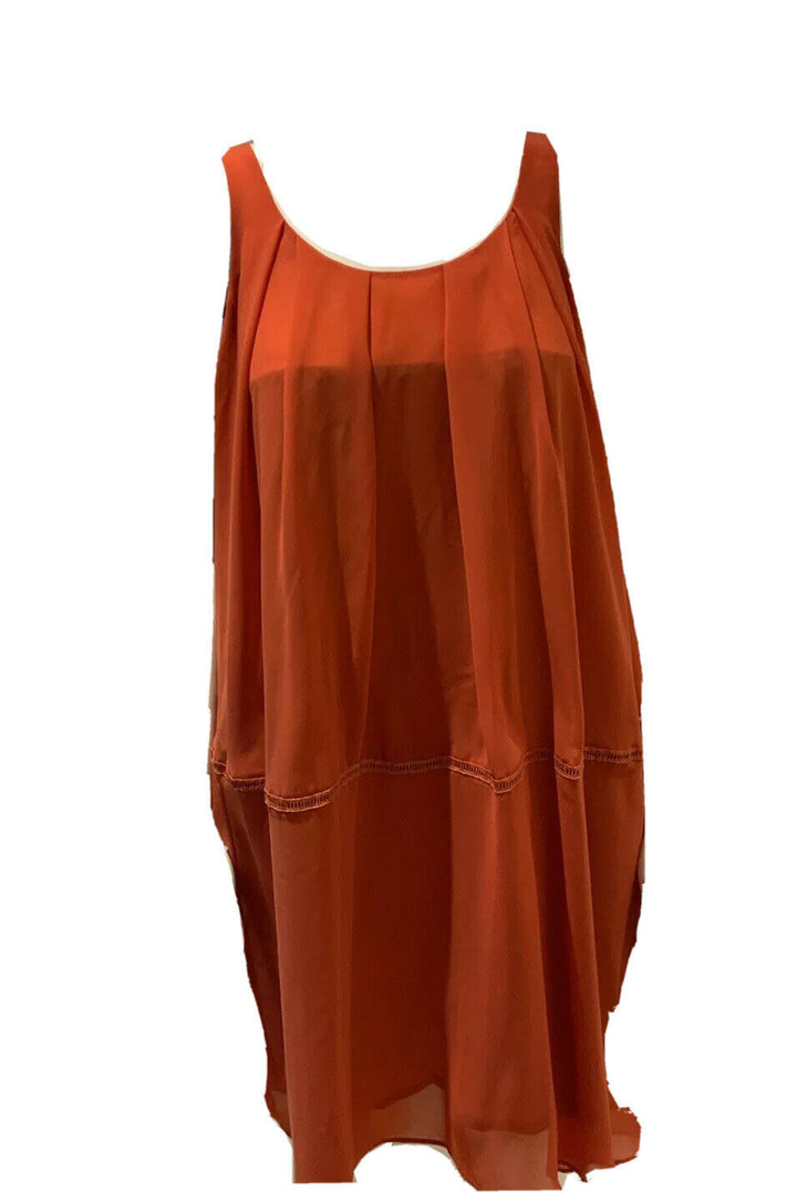 Helene Japan Orange Silky DRESS SIZE S small ladies
