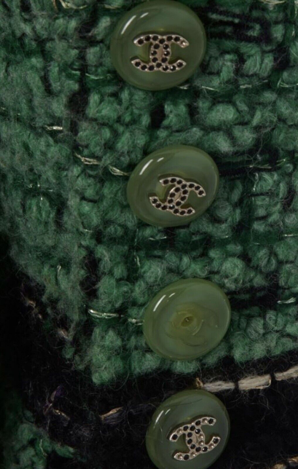 Chanel Most Wanted Tweed Green BlackEcru Gold and multicolor jacket F 38 Collector's Piece Ladies