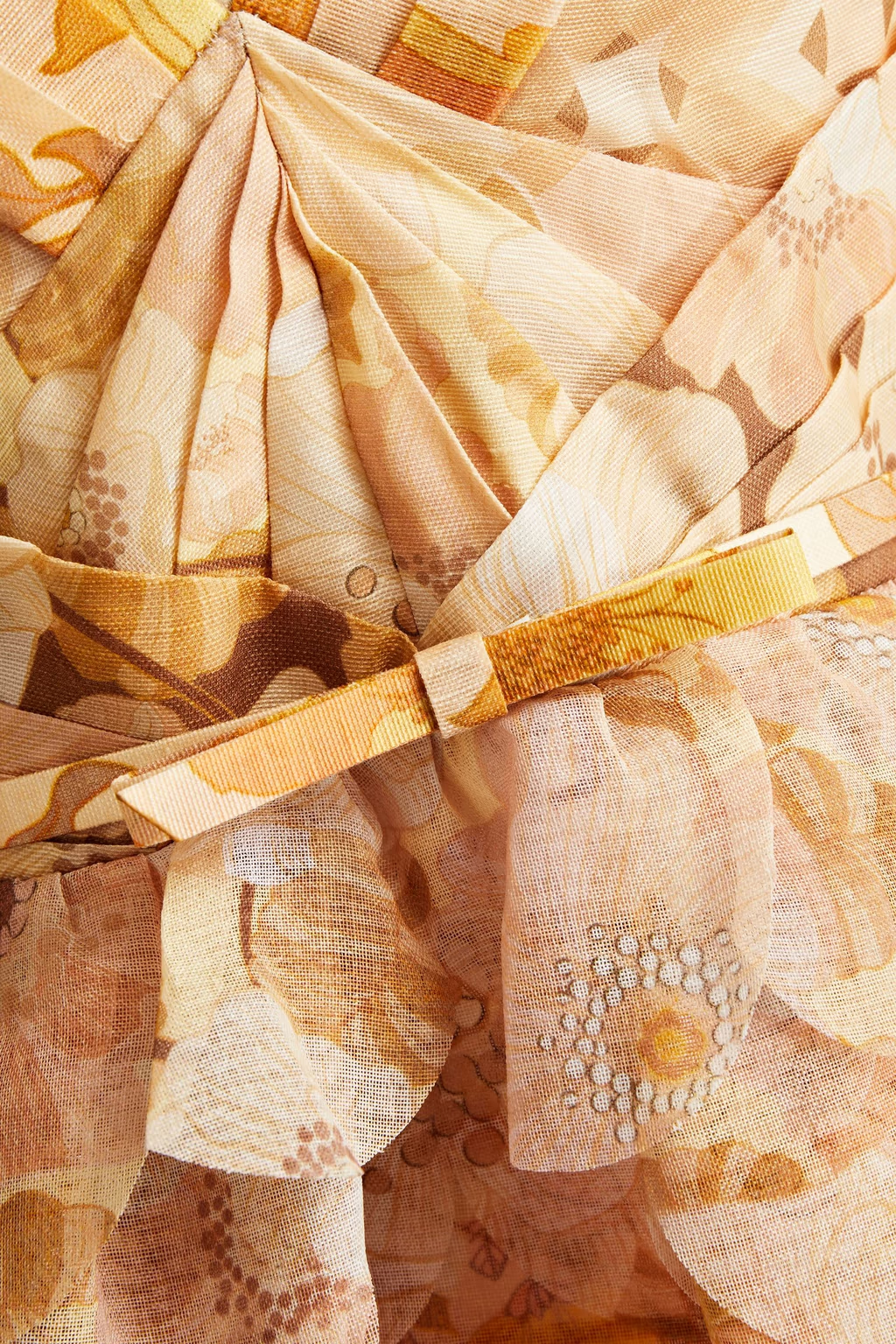 ZIMMERMANN 2022 GOLD MIXED PRINT TEMPO SCALLOPED MINI DRESS - SIZE 1 (RRP $1750) ladies