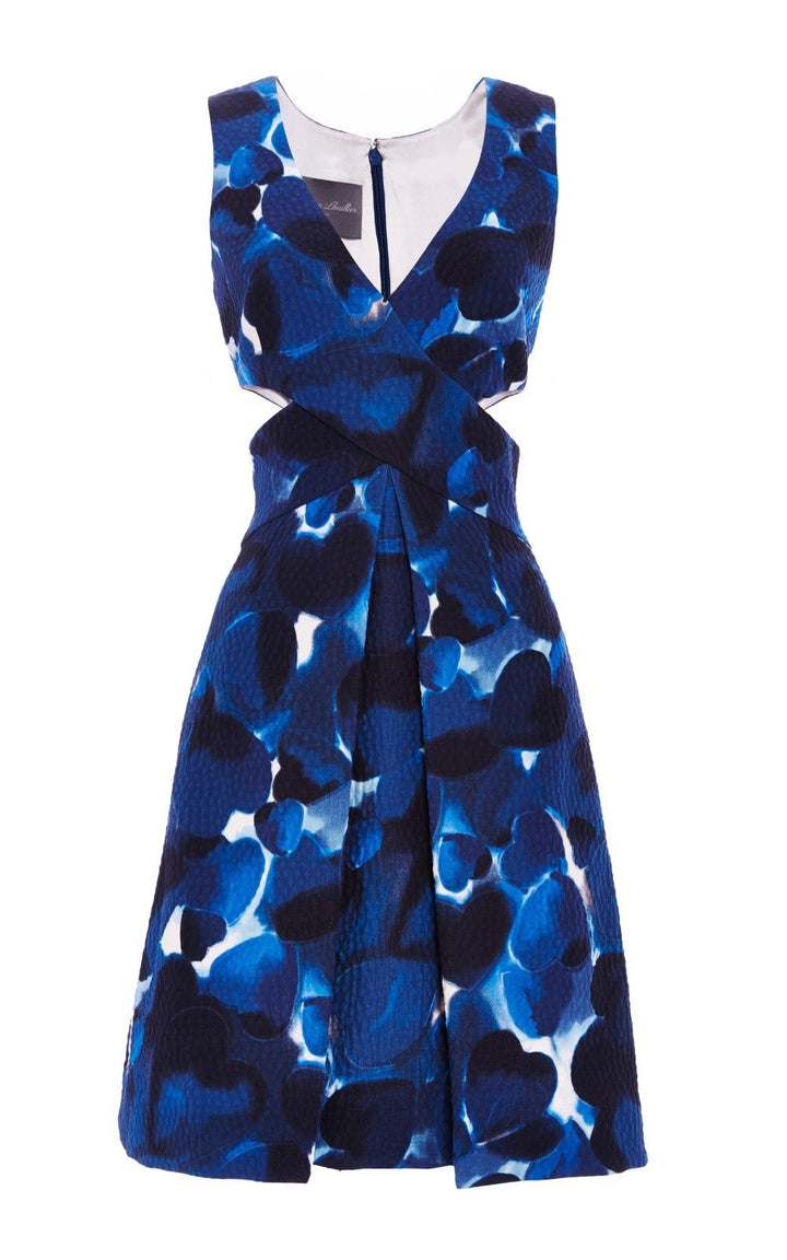 Monique Lhuillier Heart Print Jacquard Cut Out Dress Size US 2 Ladies