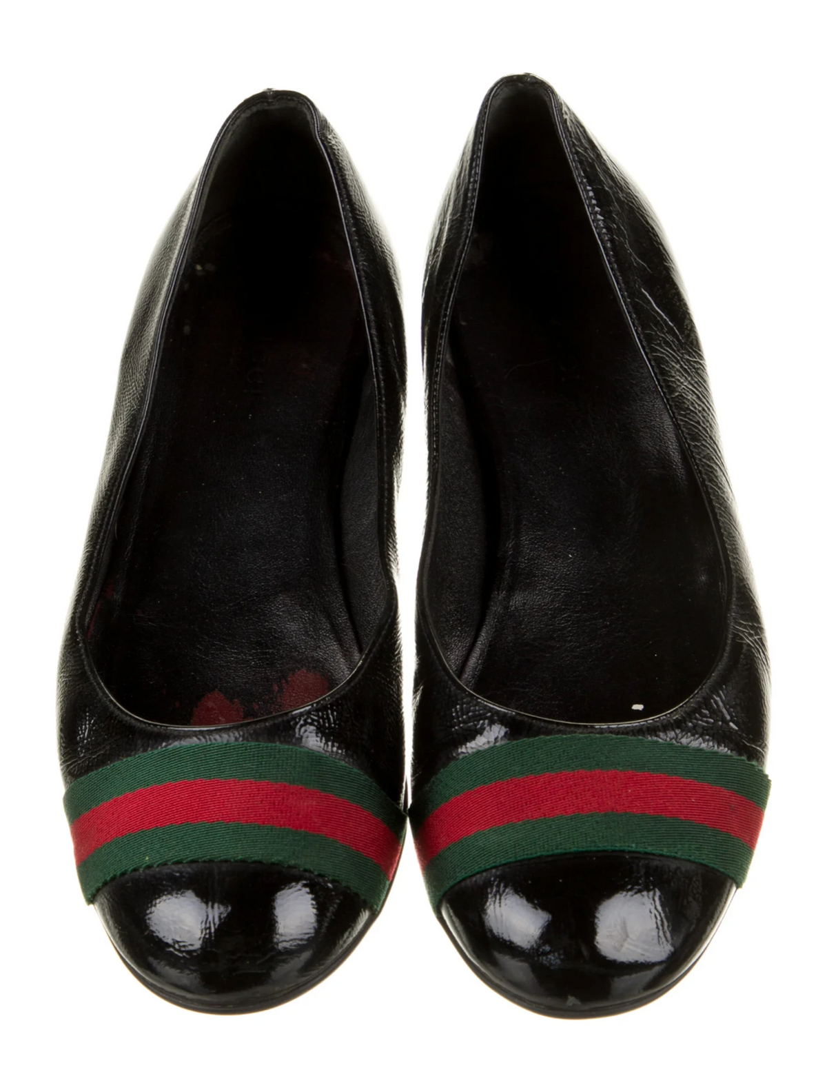 Gucci round-toe flat Patent Leather Printed Ballet Flats Size 40 UK 7 US 10 ladies