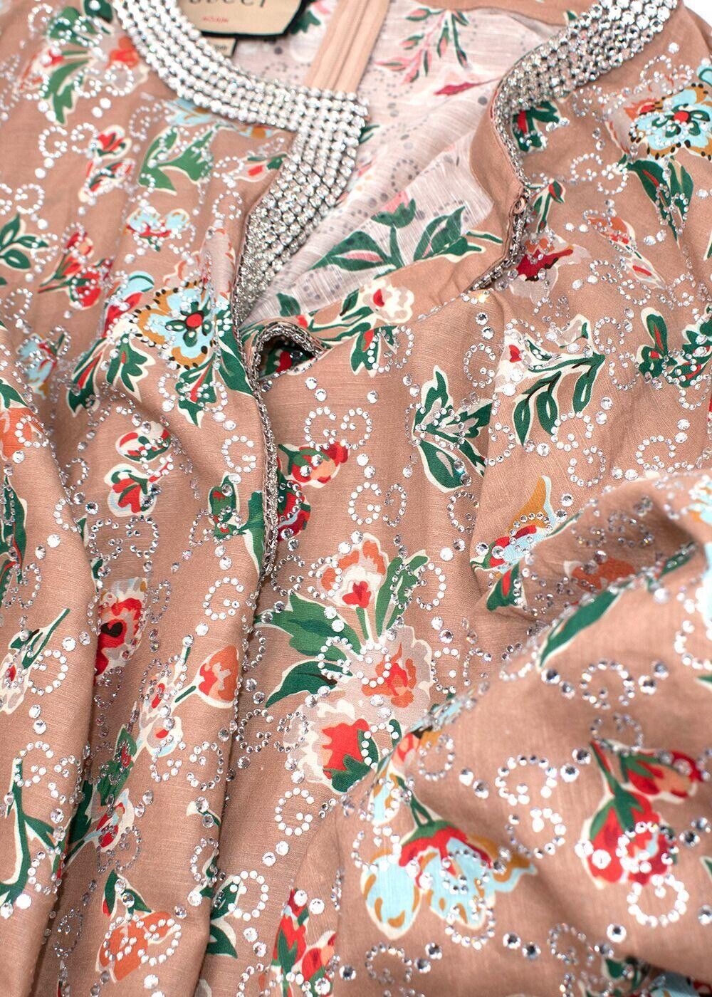 Gucci 2023 Pink Crystal GG Nojum Kaftan Dress Gown Size I 40 UK 8 US 4 S small ladies