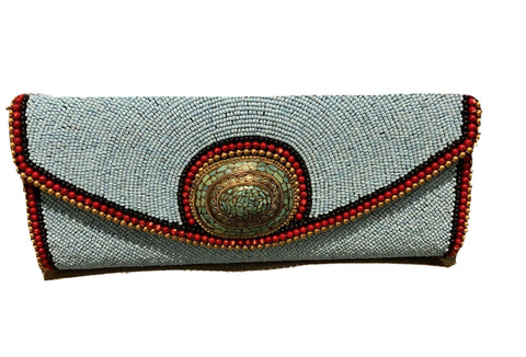 Turquoise Beaded Hand-painted Clutch Bag Evening Bag Amazing ladies