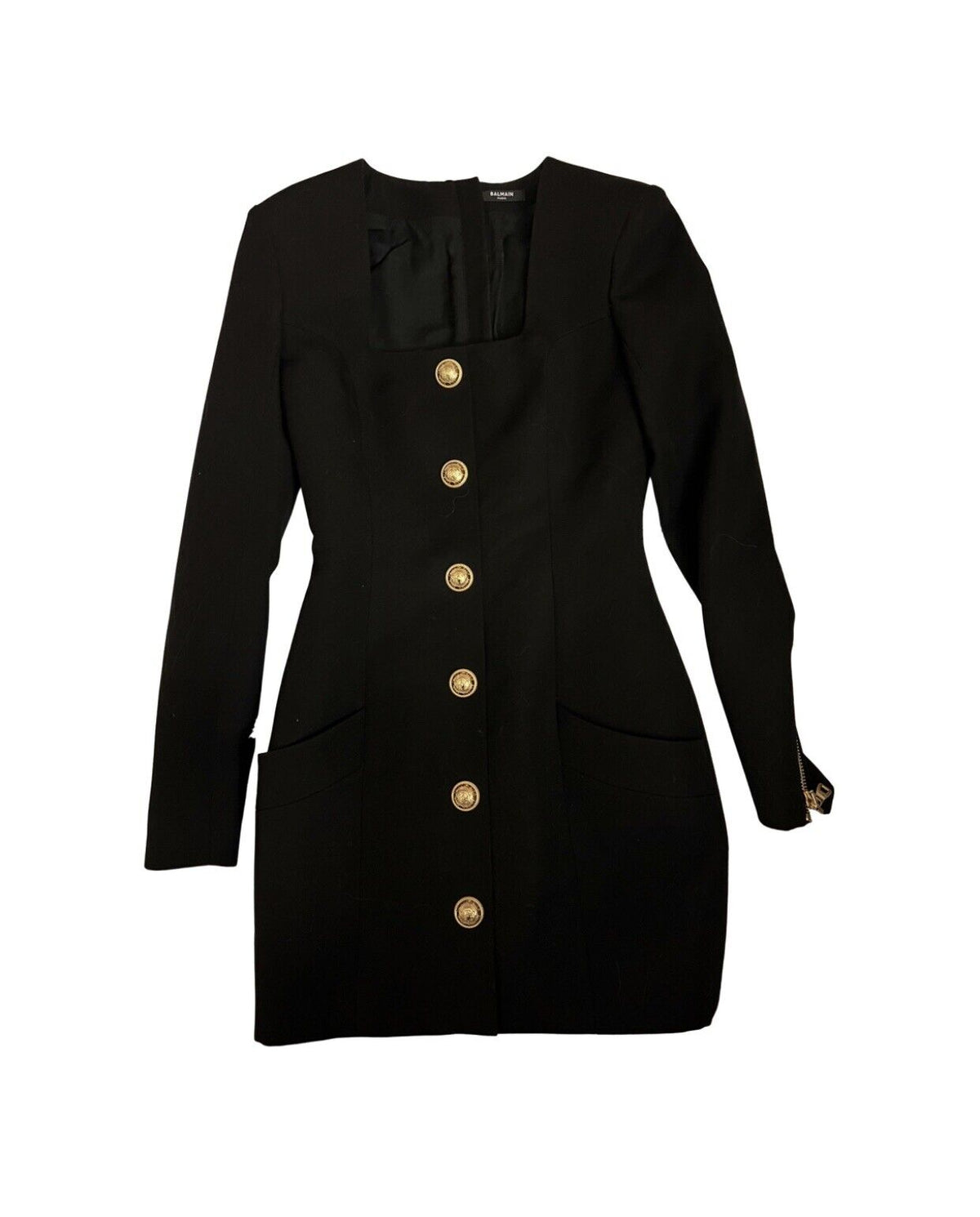 £3,940 SOLD OUT Balmain BLACK WOOL BLAZER DRESS F 40 UK 12 US 8 ladies