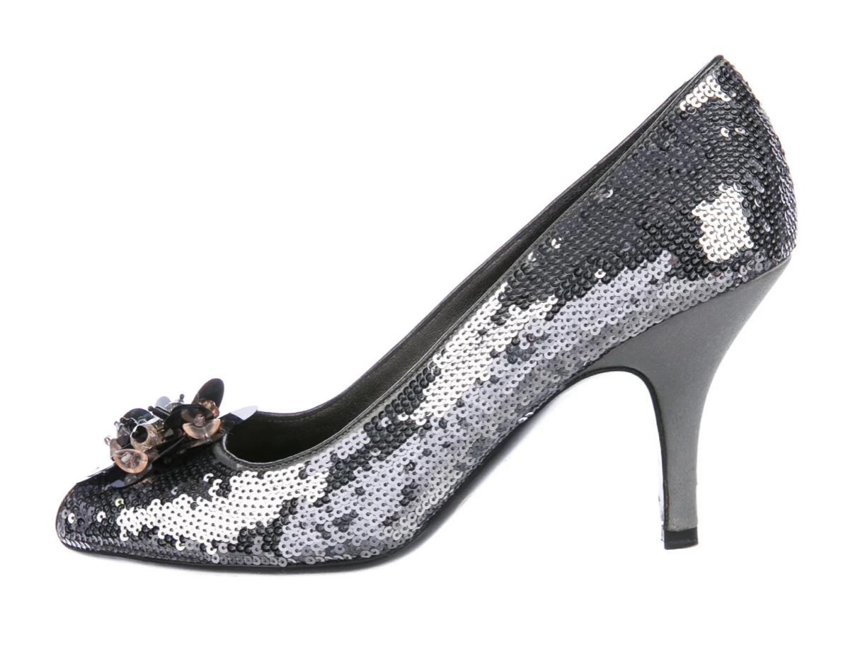 PRADA Sequin Embellishments Pumps Heels Shoes 35 1/2 UK 2.5 US 5.5 ladies