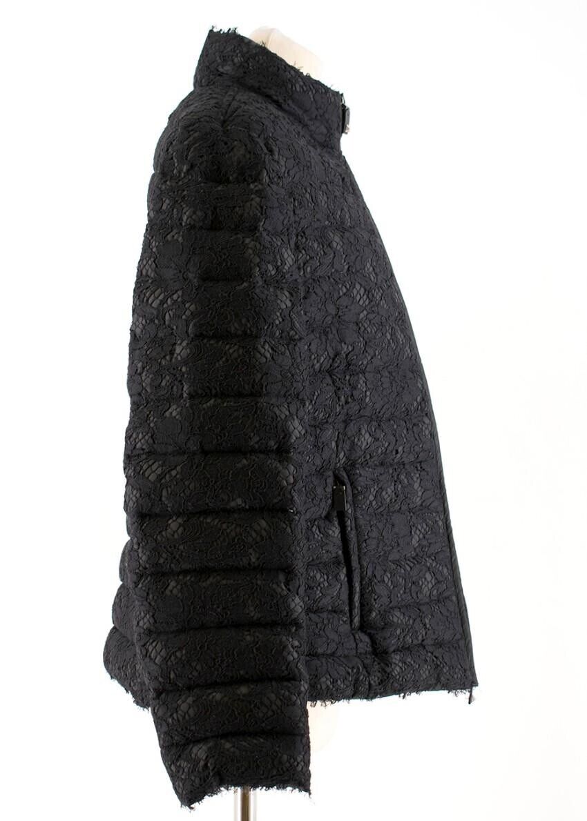 VALENTINO SUB-ZERO Couture Down Feathers Stand-Collar Lace Puffer Jacket Size 10 ladies