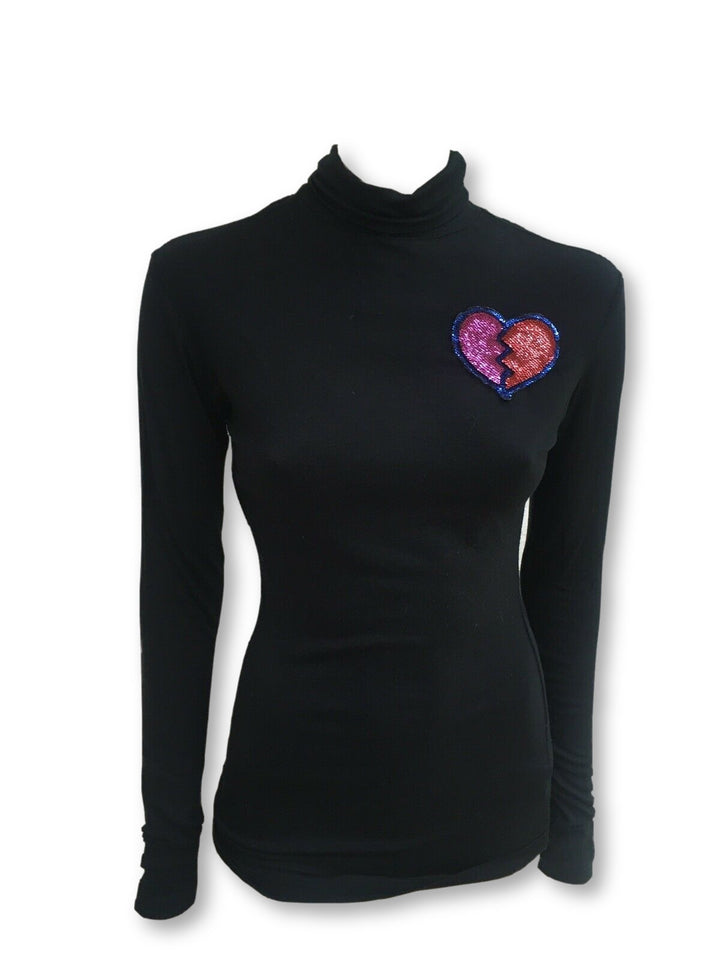 Yazbukey Sequins Broken Heart Long Sleeve Top Beautiful Ladies