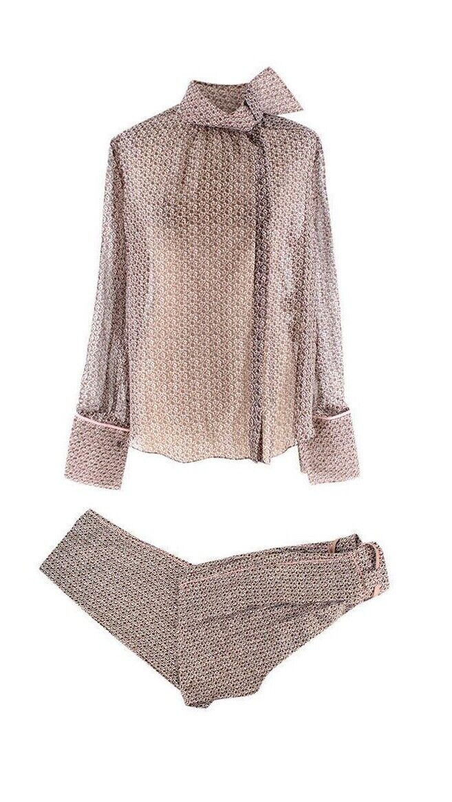 FENDI Karligraphy Liberty Print Silk Twill Shirt & Trouser Set Size I 40 uK 8 US ladies
