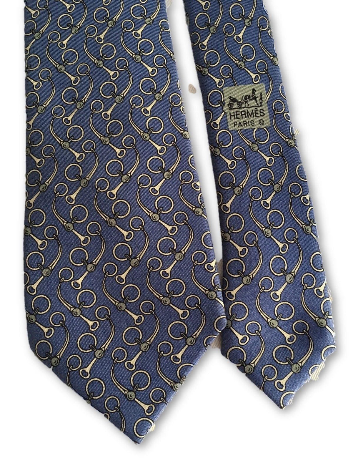 Hermès HERMES Paris Silk Blue Print Tie 643 TA 100% AUTHENTIC Men