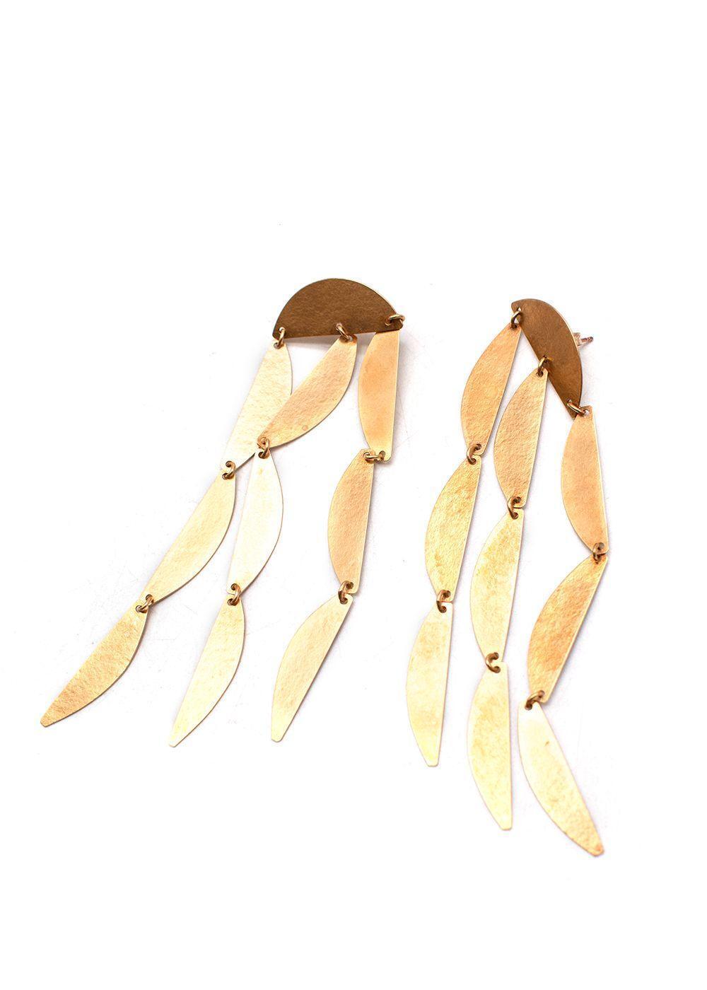 MOST WANTED Large Annie Costello Brown 18k Gold vermeil Rain drop earrings ladies