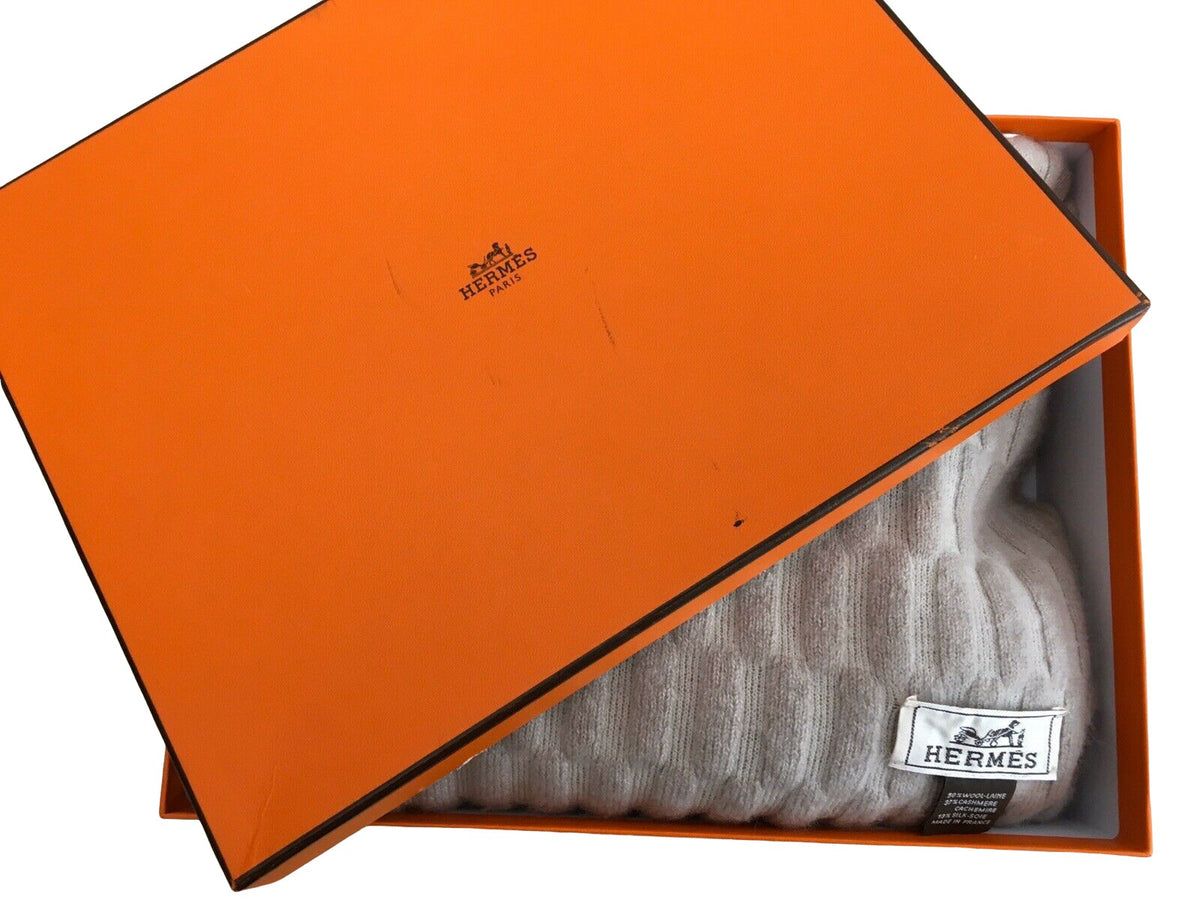 Hermès HERMES Wool Cashmere Silk Knit Shawl Scarf large Unisexe MEN