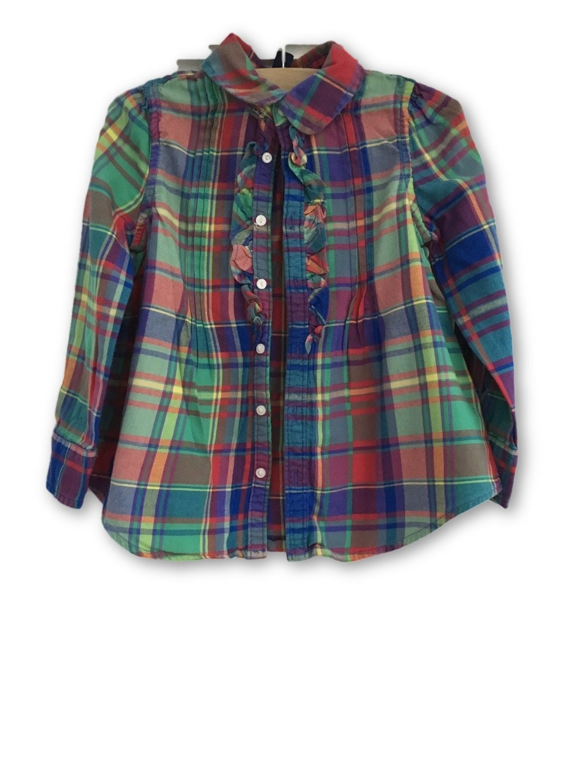 Ralph Lauren Polo plaid ruffle button down shirt 4 years old Children