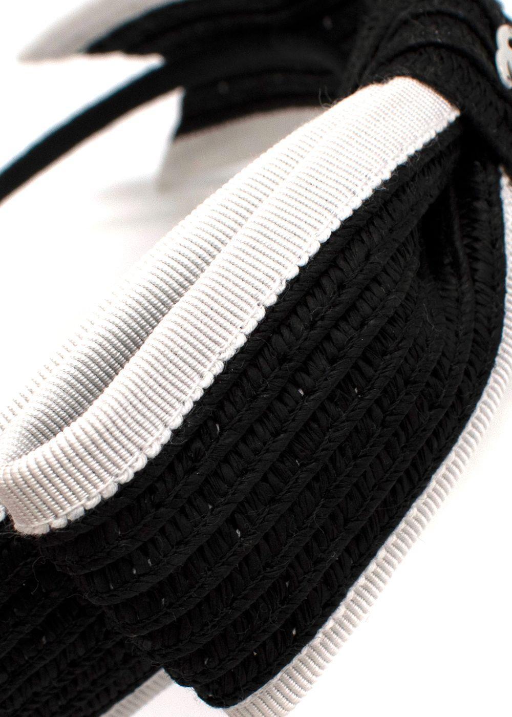 CHANEL Jute Black & White Bow Headband ladies