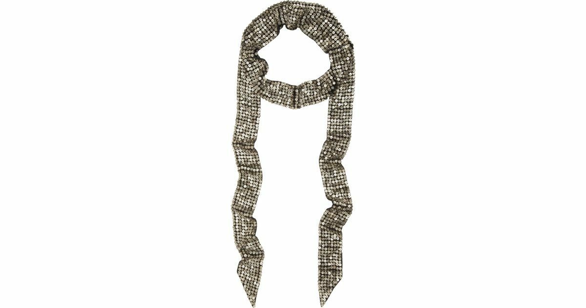 $1255 ISABEL MARANT Gunmetal Pulse Sequin Embellished Scarf one size ladies