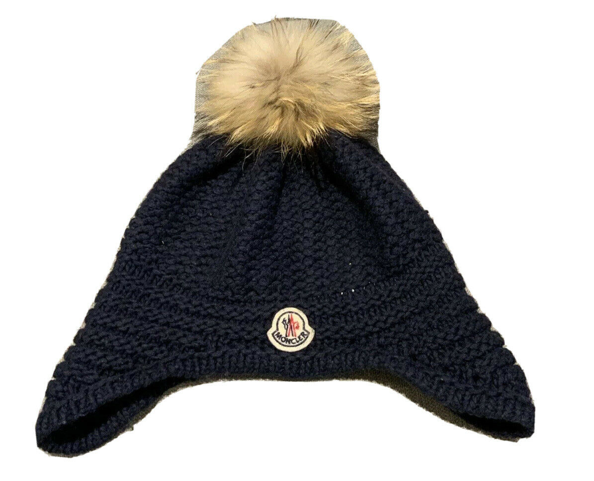 Moncler Knit Wool Asiatic Raccoon-Accented Hat Beanie One Size children