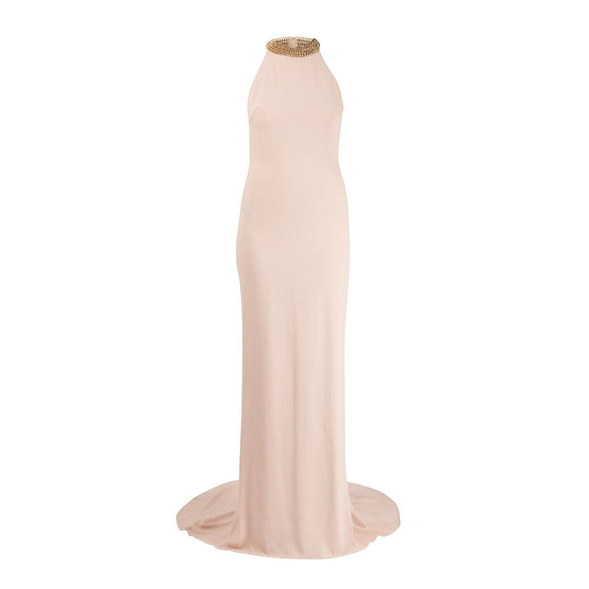 Stella McCartney Pink Chain Stretch-crepe Halterneck Gown Blush Pink Dress I 42 ladies