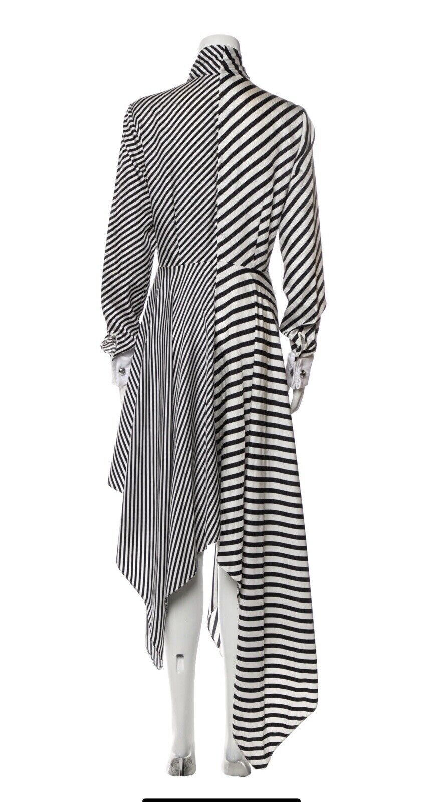 MONSE Asymmetric Striped Silk-twill Midi Dress In White Black Size US 6 UK 10 ladies