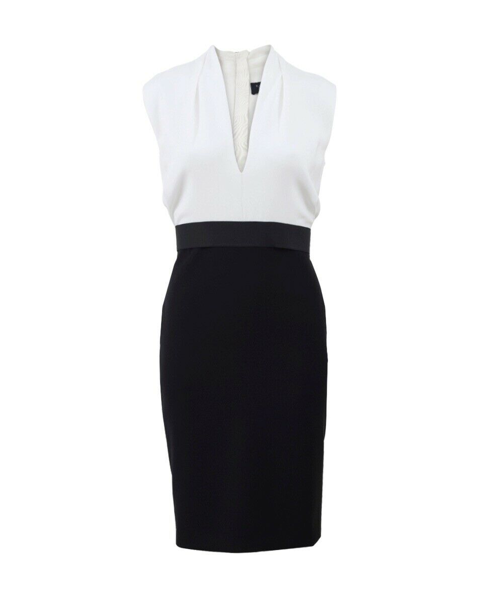 LANVIN TWO TONE BLACK & WHITE CREPE DRESS HIVER 2015 Ladies