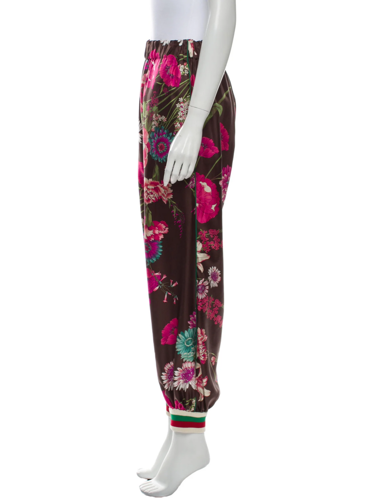 Gucci floral-print Relaxed-fit Silk-twill Trackpants Trousers Size I 42 ladies