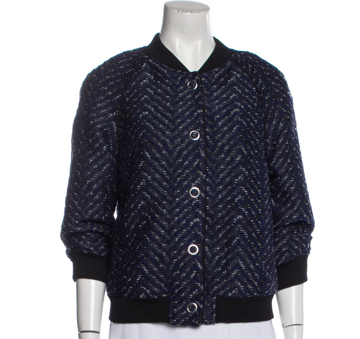 3.1 PHILLIP LIM Chevron Tweed Bomber Jacket Size US 0 UK 4 XXS ladies