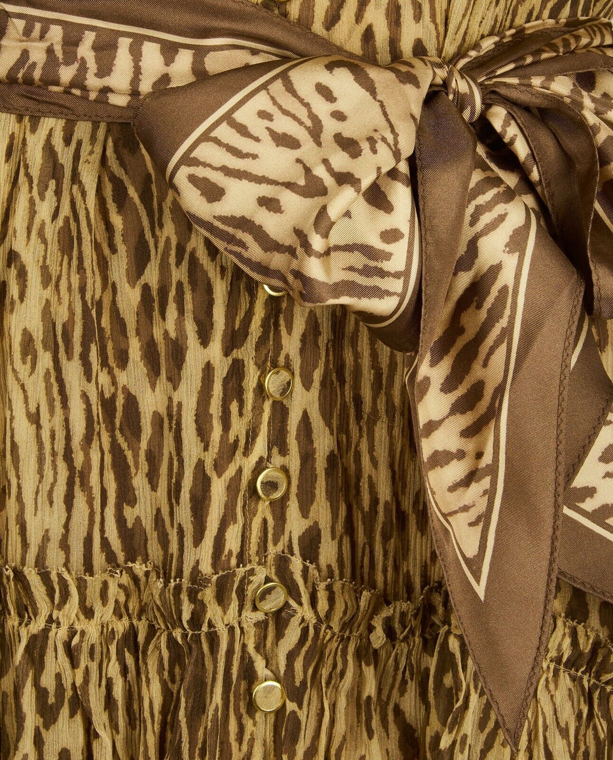 ZIMMERMANN Espionage Animal Print Neck Tie Mini Dress Size 0 XS ladies