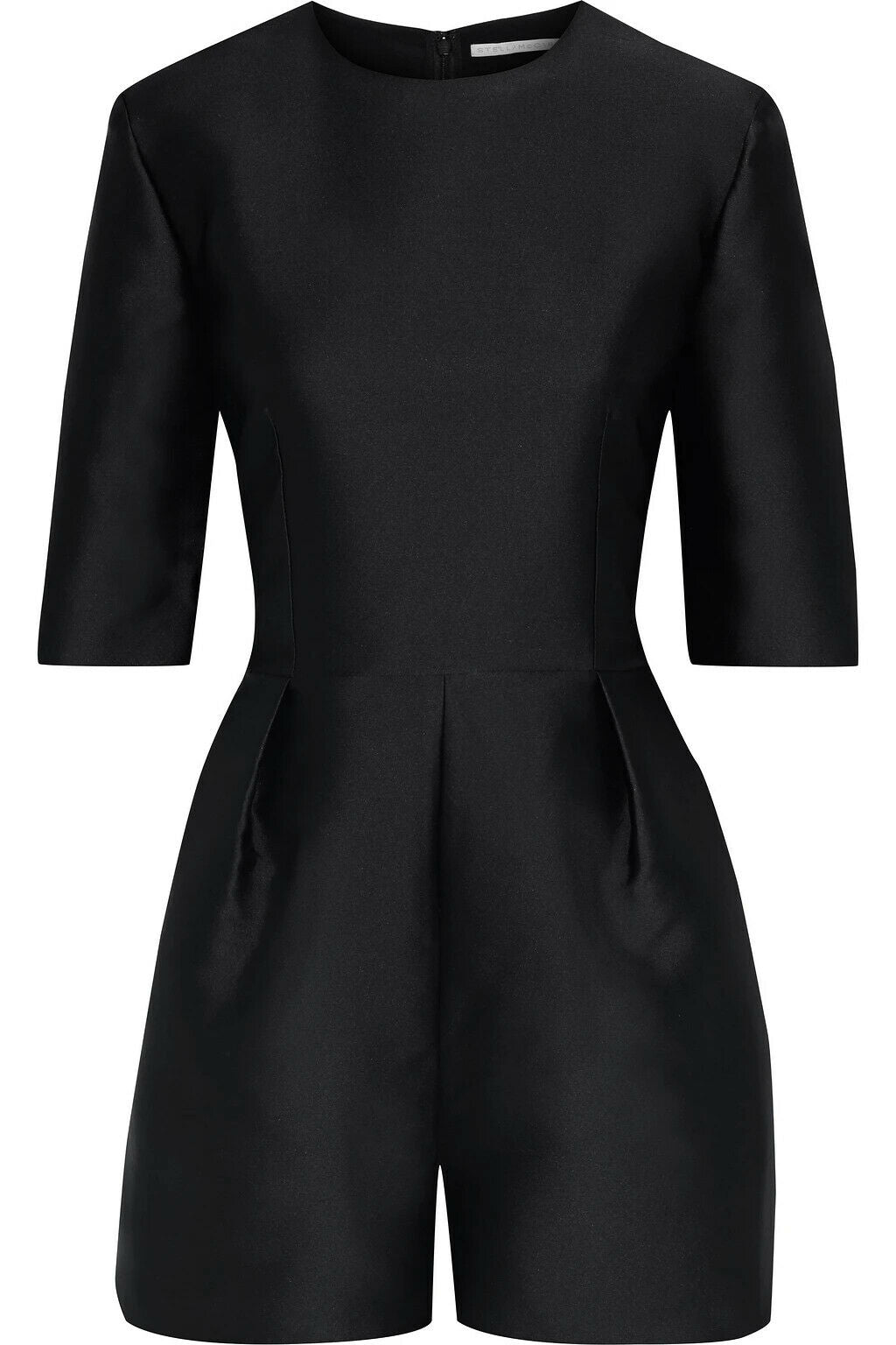 Stella McCartney Pleated Duchesse-satin Playsuit Romper In Black I 36 UK 4 US 0