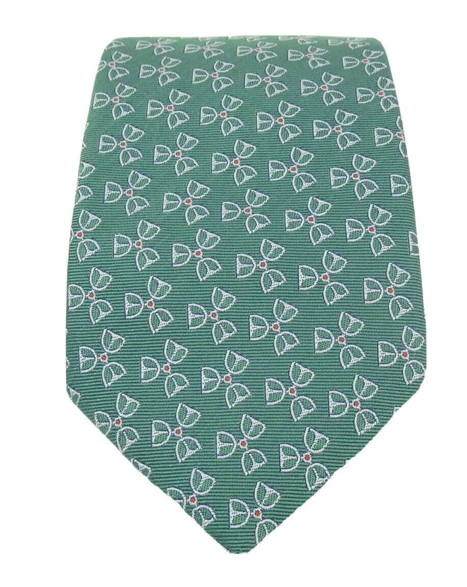 Hermès HERMES Paris Silk 655483 T Green NeckTie 100% AUTHENTIC Men