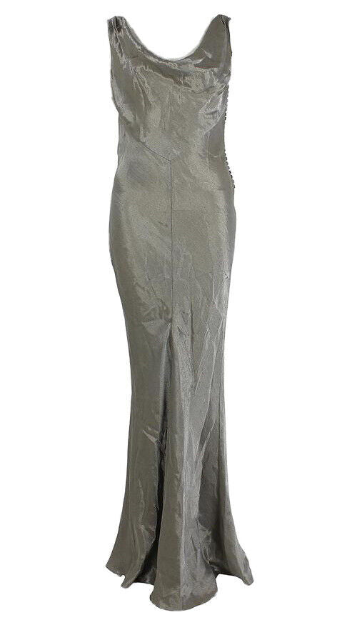 CHRISTIAN DIOR by John Galliano grey metallic silver evening dress gow Afashionistastore CHRISTIAN DIOR by John Galliano grey metallic silver evening dress gow Afashionistastore