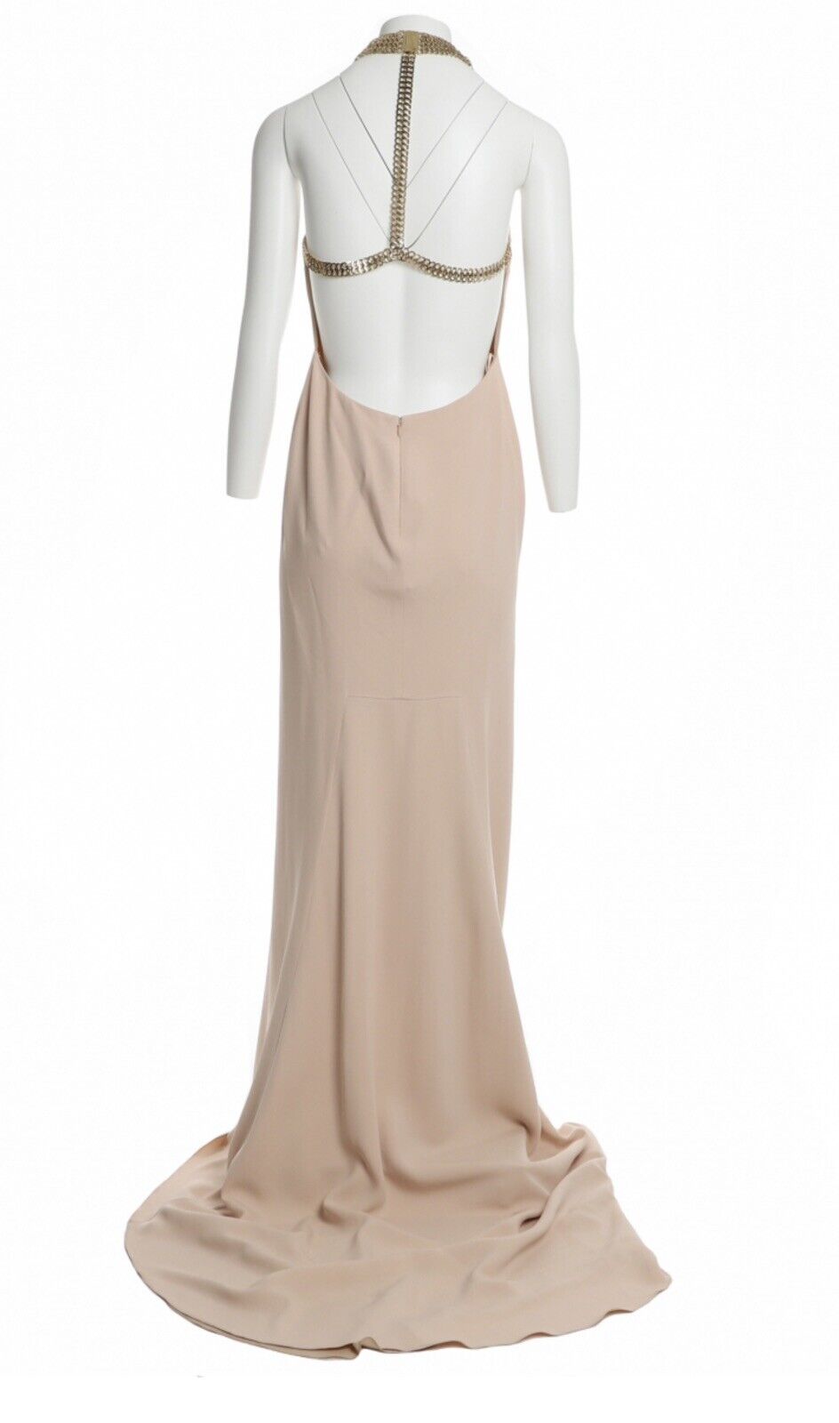 Stella McCartney Pink Chain Stretch-crepe Halterneck Gown Blush Pink Dress I 42 ladies