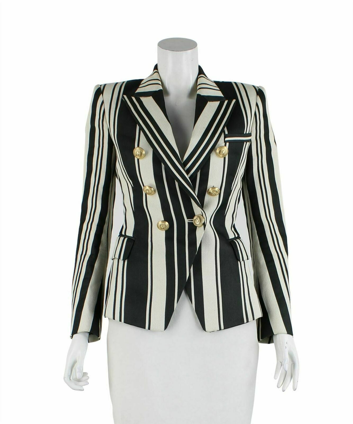 SOLD OUT Balmain double breasted vertical striped blazer jacket F 36 As Kendal ladies