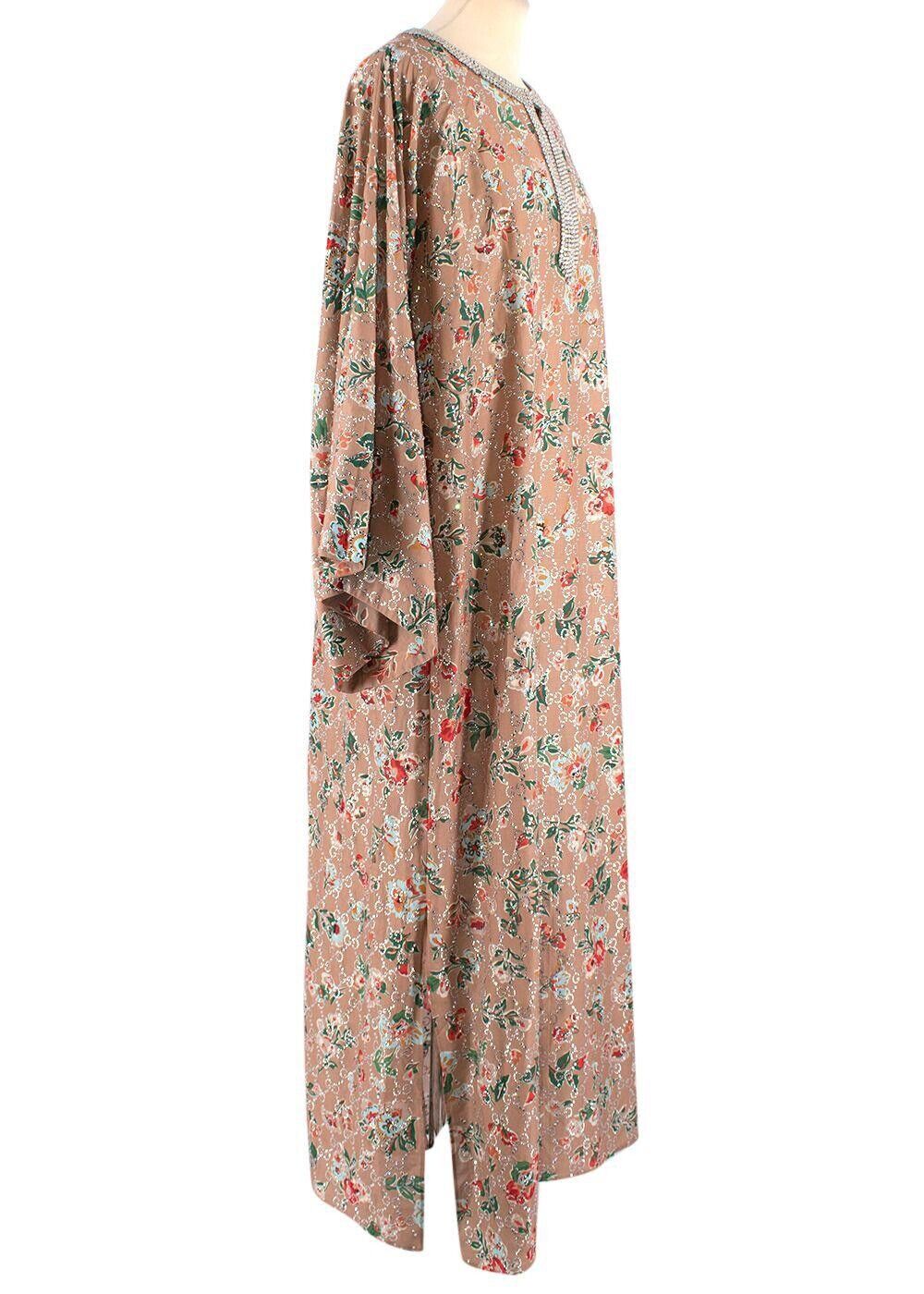 Gucci 2023 Pink Crystal GG Nojum Kaftan Dress Gown Size I 40 UK 8 US 4 S small ladies