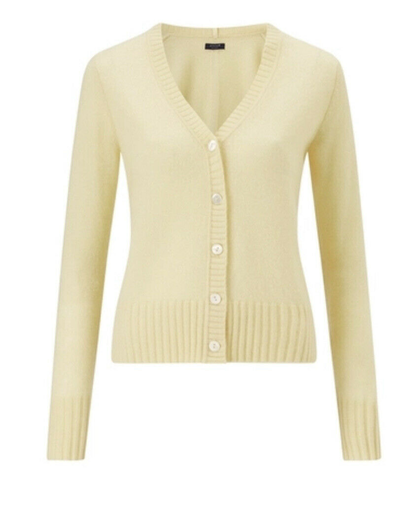 JIGSAW Womens Pure Cashmere Yellow Thin Knit Cardigan Size XS ladies