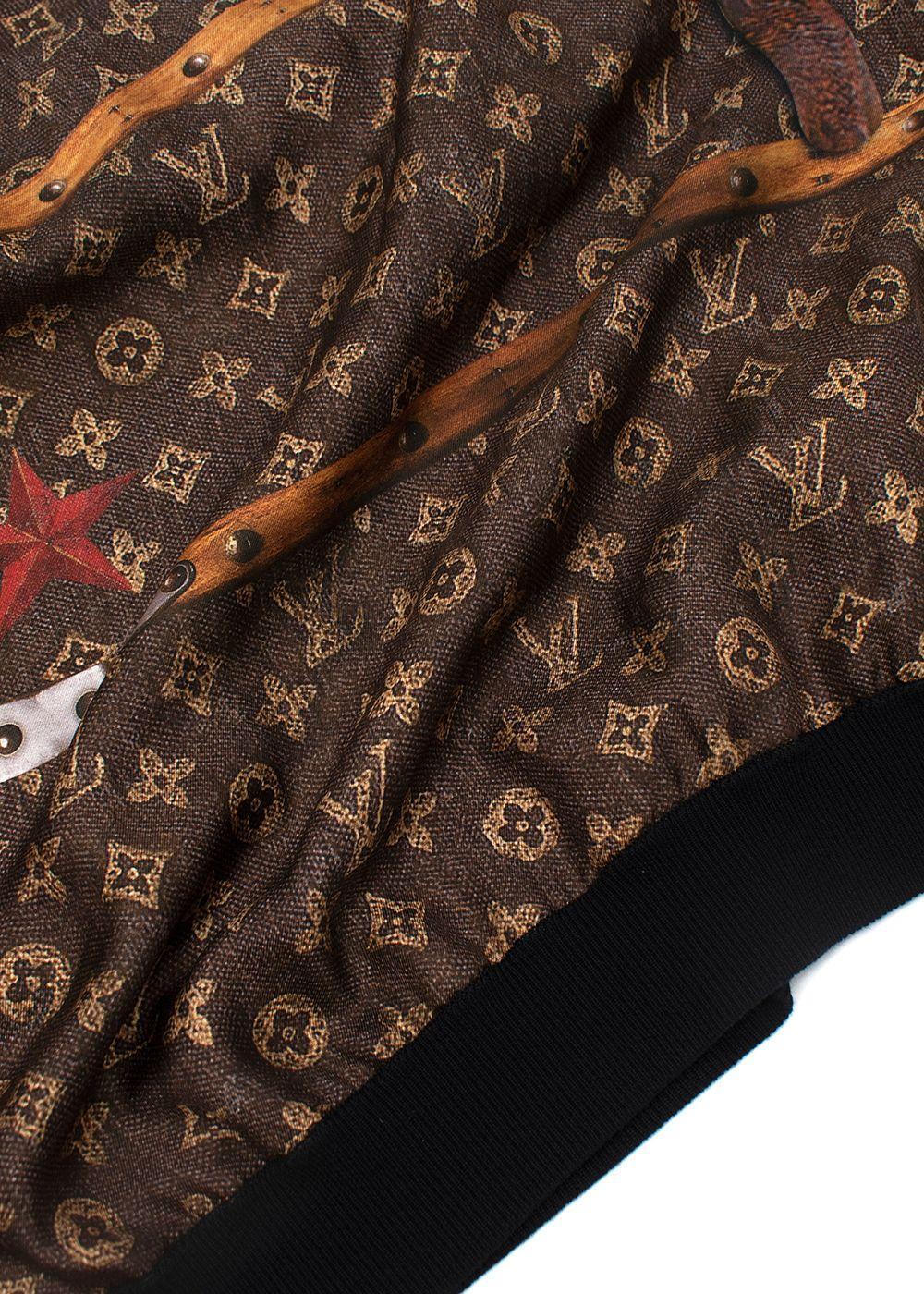 Limited LOUIS VUITTON Trunk-Print Silk & Black Wool Fine Knit Jumper Sweater XL men