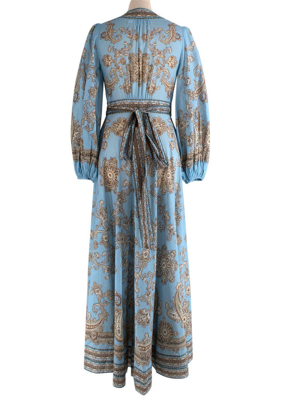 ZIMMERMANN Fiesta Paisley-Print Wrap Long Dress Size 0 XS ladies