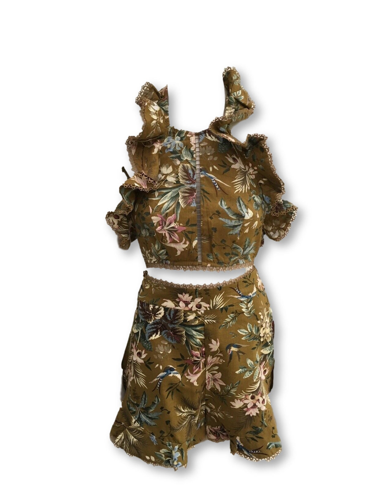 ZIMMERMANN MOST WANTED Tropicale Flutter Bodice and Short Set Ladies