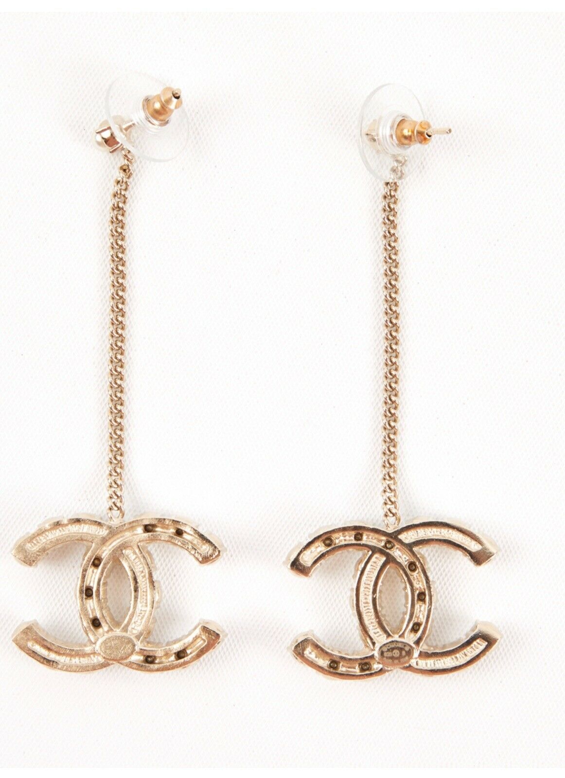 CHANEL 2020 Crystals & Pearls Large CC Drop Earrings ladies