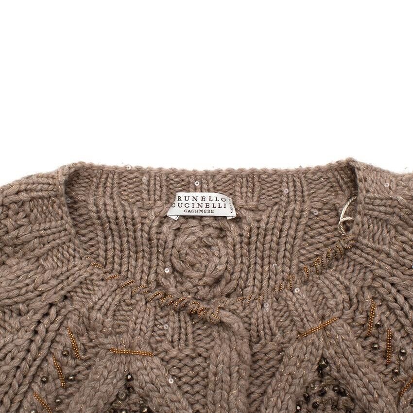 Brunello Cucinelli Cable Knit Cashmere Embellished Cardigan Jacket M Medium ladies